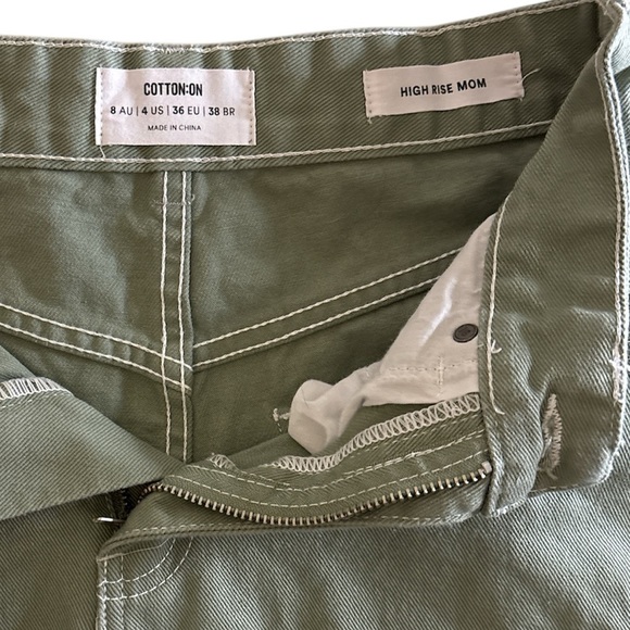 Cotton On High Waist Mom size 4. 11” rise. Olive Green Women's Shorts. Like new. - Picture 5 of 8